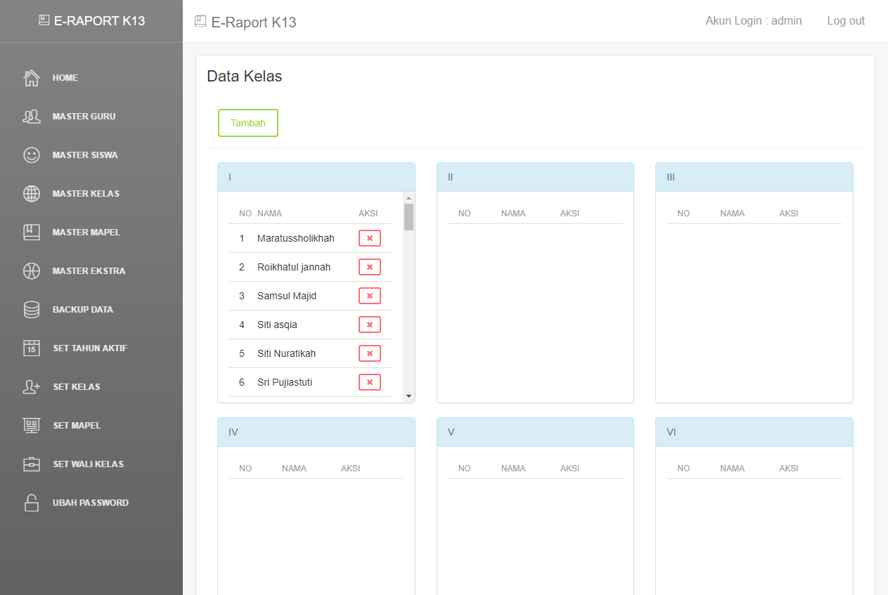 Aplikasi Raport K13 berbasis web